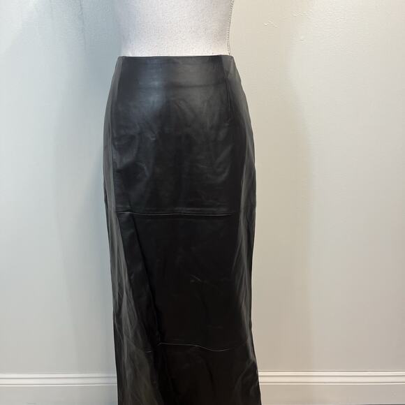 Dana Buchman Long Leather Skirt Women's 8 Black Brown Straight Career Formal - Picture 2 of 10